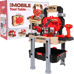 Vaikiškas darbo suoliukas 2 viename – lagaminėlis ir stovas – Raudona