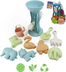 Woopie Green ekologiškas smėlio rinkinys su malūnėliu ir laistytuvu, 10 dalių