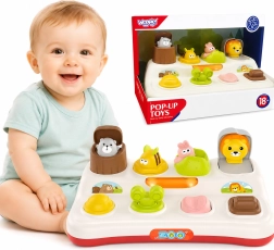 WOOPIE Baby edukacinis žaislas „Pop Up“ zoologijos sodo gyvūnėliai