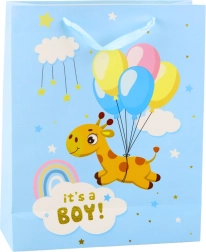 Dovanų maišelis It's a Boy žirafa mėlynas