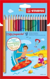 Akvarelinių spalvotų pieštukų rinkinys STABILO Aquacolor, 18 vnt.