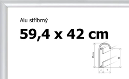 Aliumininis rėmas dėlionėms ir plakatams A2 59,4 × 42 cm – sidabrinis