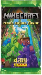 Panini Minecraft kolekcinės kortelės 3 serija (Create, Explore, Survive) – booster pakelis, 4 kortelės