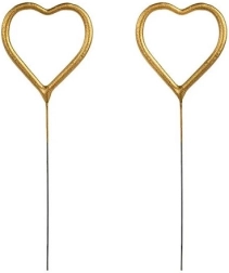 Auksinės šaltosios ugnelės širdelės formos, 16,5 cm – 2 vnt.