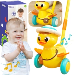 Woopie mygtukinis stumdomas vaikštynės žaislas ant lazdos – ančiukas su šviesomis ir garsais