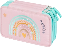 Mokyklinis trijų aukštų penalas BAAGL Vaivorykštė rožinis