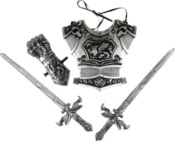 Riterių rinkinys su sidabriniais kardais vaikams