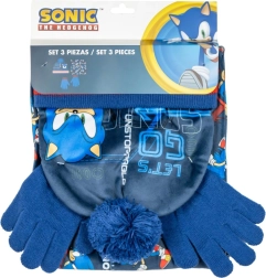 Vaikiškas žiemos rinkinys SONIC – kepurė su bumbulu, pirštinės ir kaklo mova