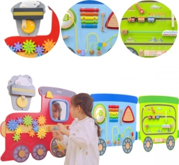 Medinė sieninė manipuliacinė lenta traukinio formos VIGA