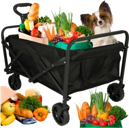 Sulankstomas turistinis pirkinių/transportavimo vežimėlis su pasukamais ratais ir teleskopine rankena