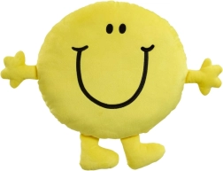 Pliušinė pagalvė MR. HAPPY – didelė geltona besišypsanti pagalvė
