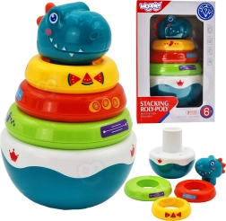 Woopie vaikiškas sensorinis žaislas Dino bokštelis kūdikiams