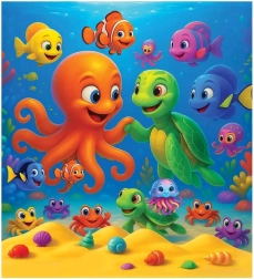 Medinės dėlionės aštuonkojis ir vėžlys WOODEN CITY, 20 detalių