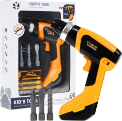 Vaikiškas elektrinis gręžtuvas su realistiškais garsais ir besisukančiu antgaliu vaikams 3+