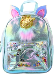 Children's backpack with a unicorn and moving confetti blue 25cm 4.5L