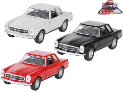 Metalinis modelis MERCEDES-BENZ 230 SL 1963 Welly 1:34–39 su atidaromomis durimis ir „pull-back“ pavara