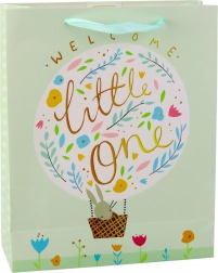 Green Gift Bag with Bunny for Welcoming Baby