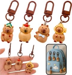 Mini kapibarų pakabukų rinkinys raktams ir kuprinei – 4 vnt.