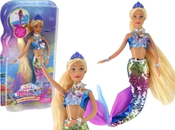 Undinėlės lėlė su ilgais šviesiais plaukais ir žvynuota uodega