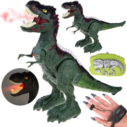 RC dinozauras valdomas gestais ir nuotolinio valdymo pultu, šviesos, garsai ir garai – Žalia