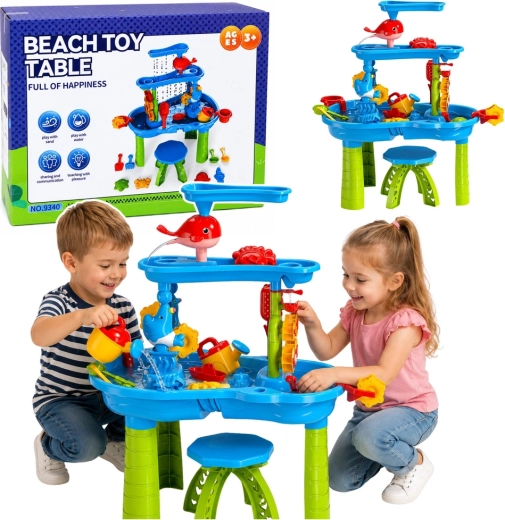 Multi-level children's water play table with chair and accessories 63 cm