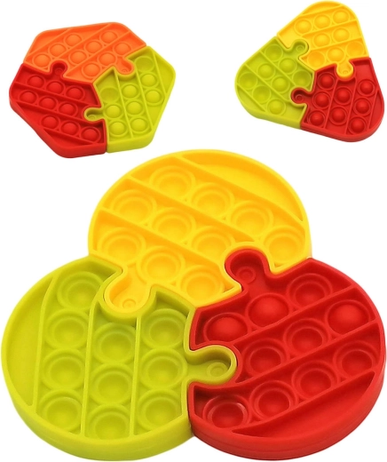 Antistresinis Pop It dėlionės žaislas su 3 dalimis, 14 cm – 1 vnt.