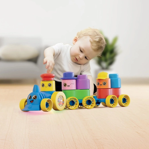 Momy Soft minkšti kubeliai su traukinuku (25 vnt.)