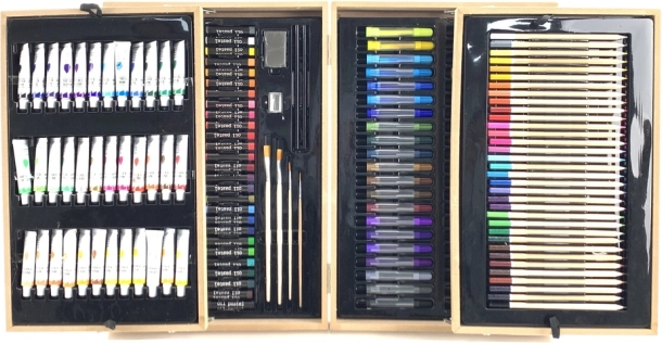 Professional art set in a wooden case, 174 pieces