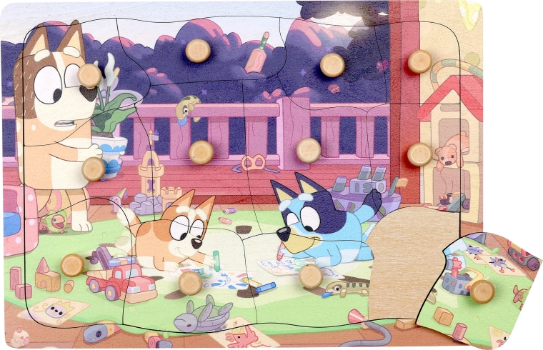 Medinės dėlionės su rankenėlėmis Bluey – 12 dalių