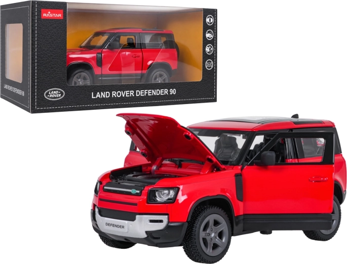 Metal Land Rover Defender 90 RASTAR model, 1:24 scale, red