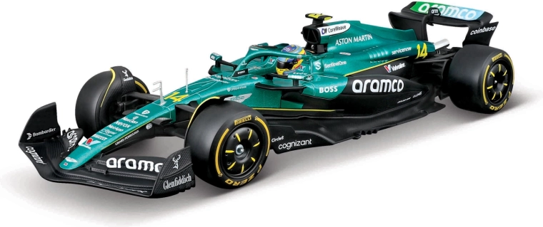 Bburago Aston Martin AMR25 2025 #14 Fernando Alonso – F1 modelis 1:24 akrilinėje dėžutėje