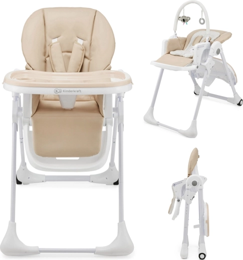 Kinderkraft maitinimo kėdutė ir gultukas Tummie 2in1 beige