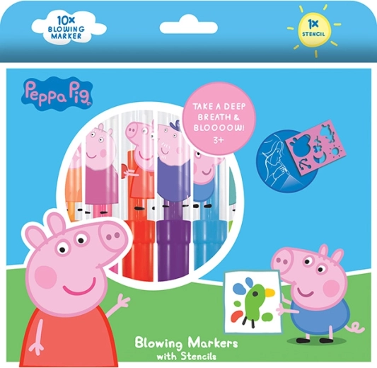 Peppa Pig Blow Markers 10+1 with Stencil