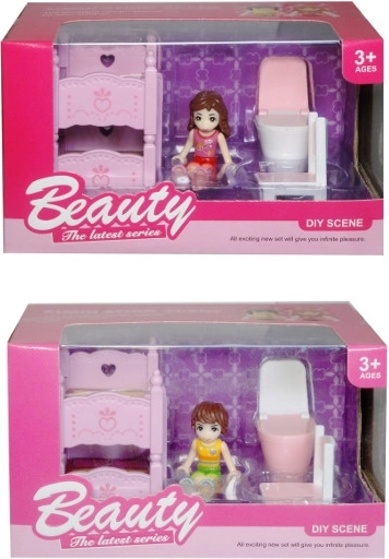 Baldų rinkinys mini lėlytei su lėlyte