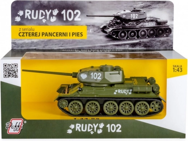 T-34 tanko modelis „Rudy 102“ masteliu 1:43