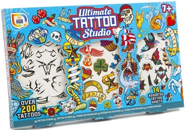 Laikinų tatuiruočių rinkinys The Ultimate mėlynas