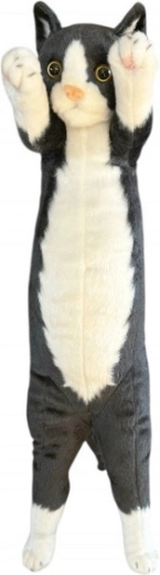 Stovinti pliušinė katė 55 cm, juodai balta