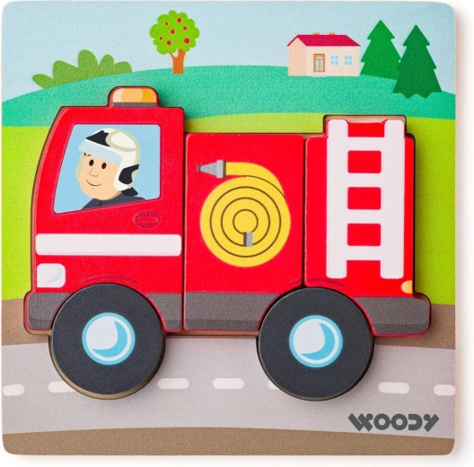 Woody baby wooden insert puzzle fire truck 5 pieces - 1 piece