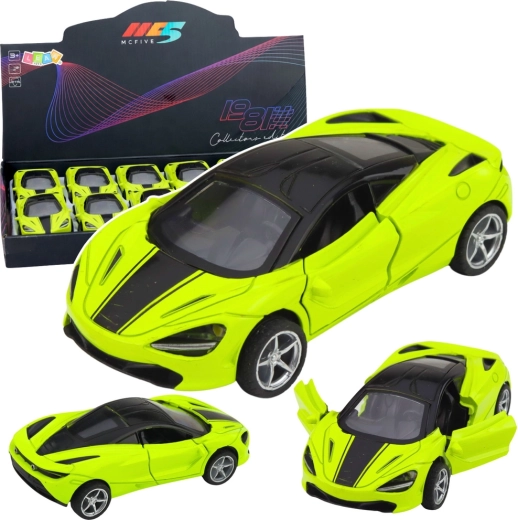Metalinis sportinis automobilis 1:32, žalias, su šviesomis ir garsais