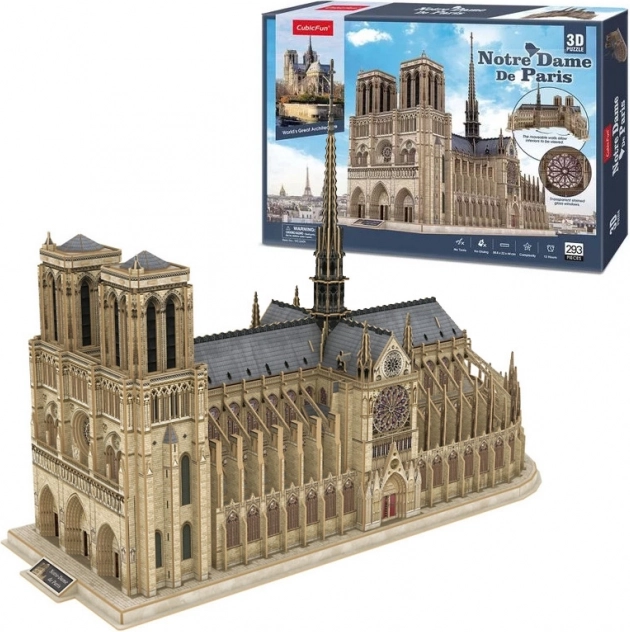 3D dėlionė „Notre-Dame“ katedra nuo CubicFun