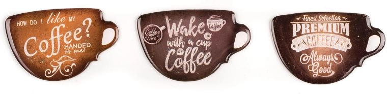 Dekoratyviniai magnetukai Coffee – dekorų mišinys, 3 vnt.