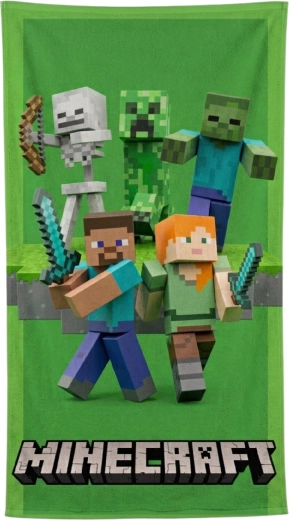 Vaikiškas greitai džiūstantis rankšluostis Minecraft Green Attack 70 × 140 cm