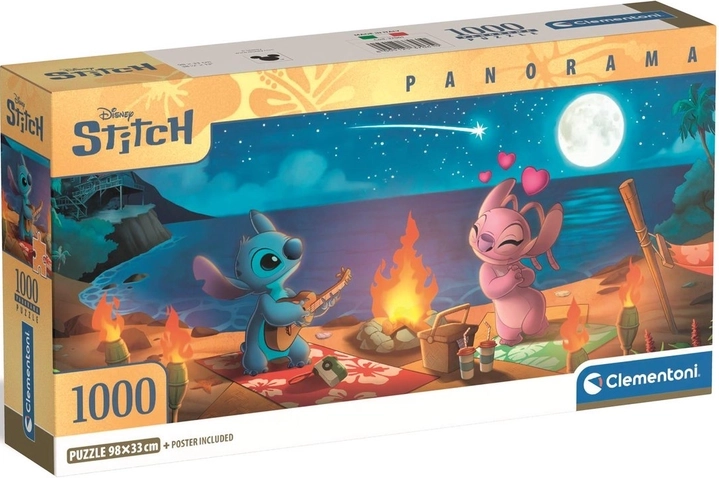 Panoraminė dėlionė Lilo & Stitch – naktinis laužas, 1000 detalių