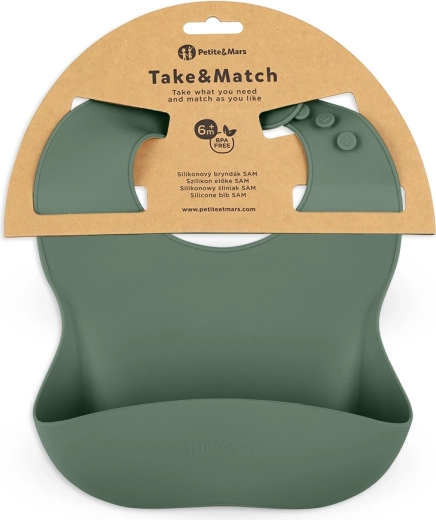 Petite&Mars silikoninis seilinukas Take&Match misty green