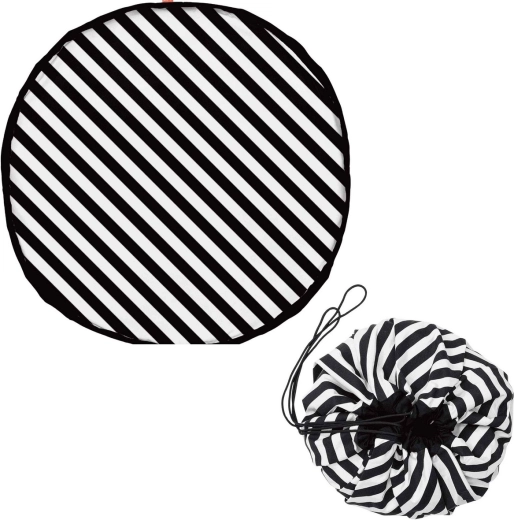 Play&Go noomad original žaidimų kilimėlis ir žaislų krepšys stripes black