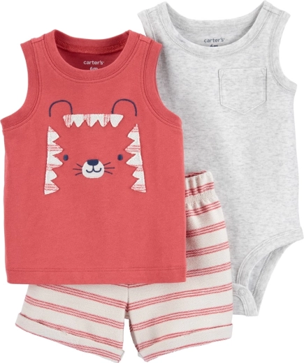 Carter’s 3 dalių rinkinys berniukams Red Tiger (smėlinukas be rankovių, marškinėliai ir šortai) 12 mėn. – 6 mėn.
