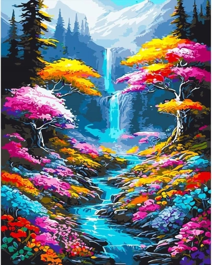 Deimantinė mozaika „Krioklys ir upė miške“ 30 × 40 cm NORIMPEX
