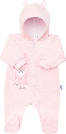 Baby suede hooded jumpsuit New Baby Sweetheart pink