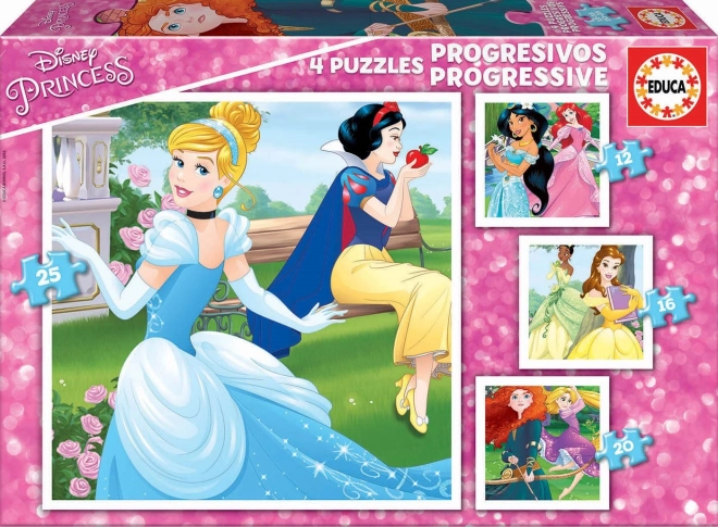 Educa dėlionė Disney princesės 4 viename vaikams (12–25 dalių)