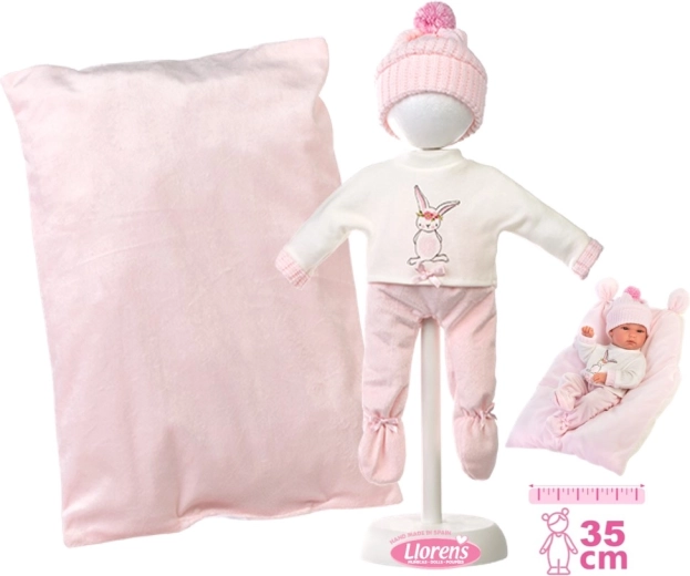 Llorens drabužių rinkinys kūdikio „New Born“ lėlei 35–36 cm su priedais